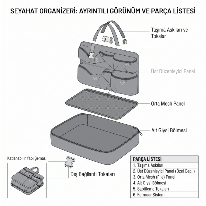 Seyahat Çantası - Yer Küçültücü Organizer  - Çok Bölmeli  - 3